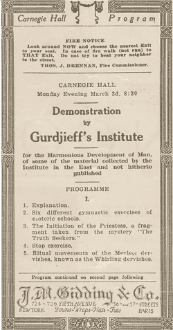 Gurdjieff School in Carnegie Hall - Brochure 01